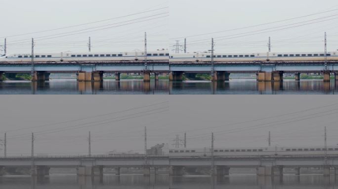 高速列车动车过桥