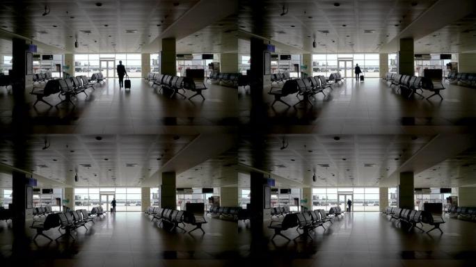 4k视频，商人步行到机场的办公桌