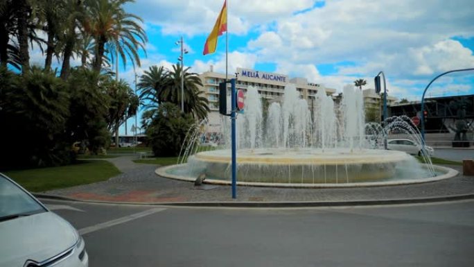 西班牙阿利坎特的慢动作喷泉。