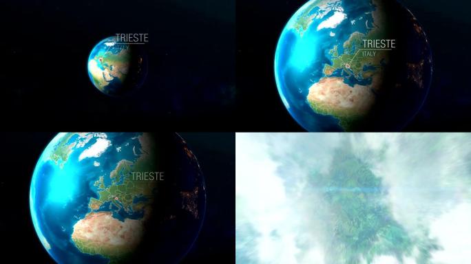 意大利-的里雅斯特-从太空到地球的缩放