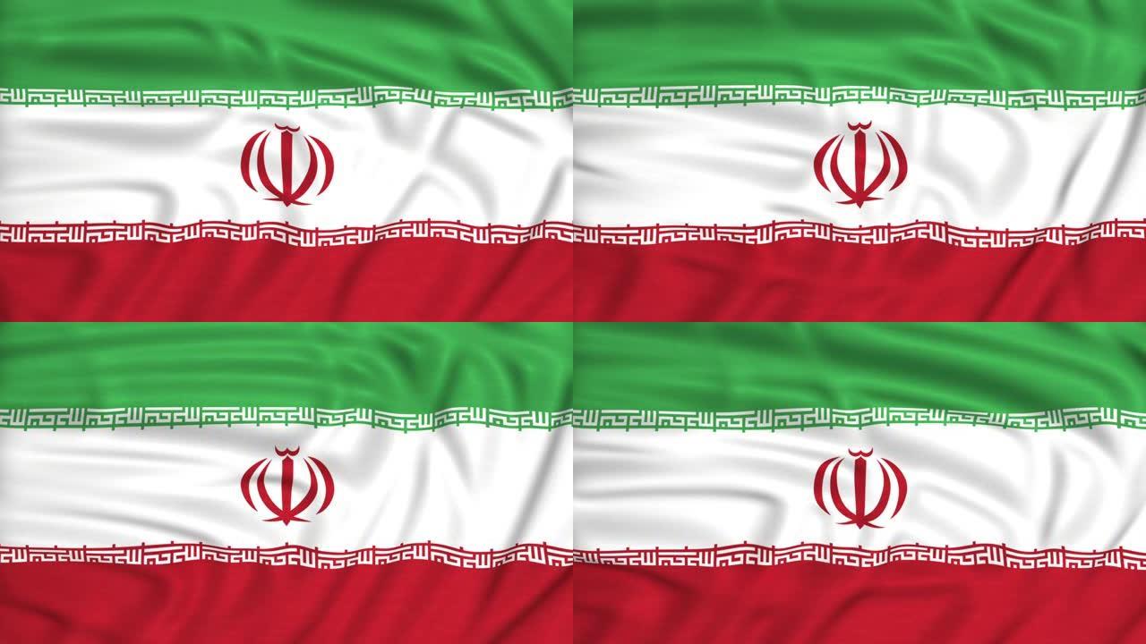 伊朗伊斯兰共和国旗帜为背景挥舞动画