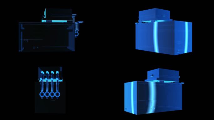 灰王炉混合煤机械全息蓝色科技通道素材