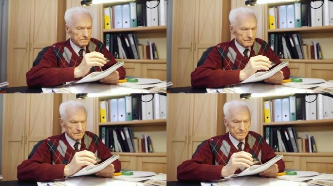 特写的商人写在桌子上在办公室