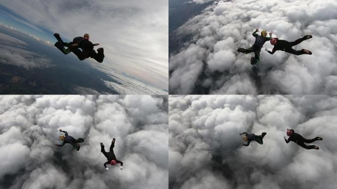 跳伞夫妇团队在自由落体中创造数字
