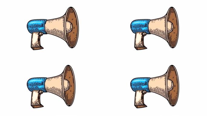 扩音器图标视频动画。注意标志动画。业务推广
