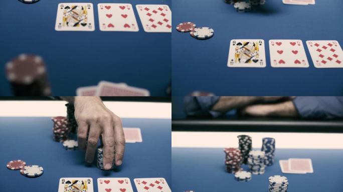 扑克玩家在赌场和扑克桌上下注