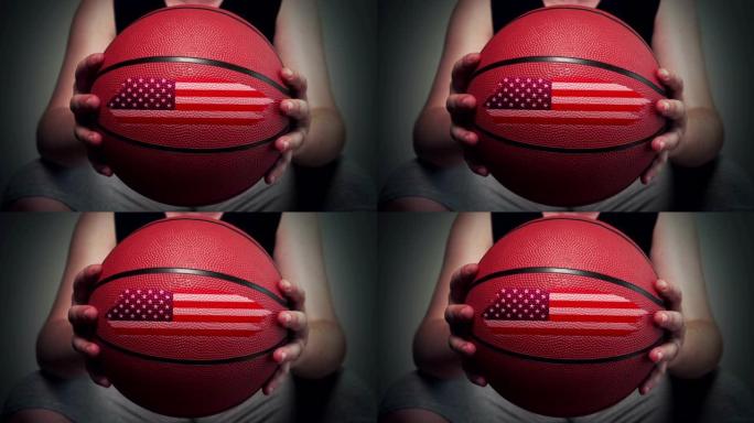 涂有美国国旗的篮球