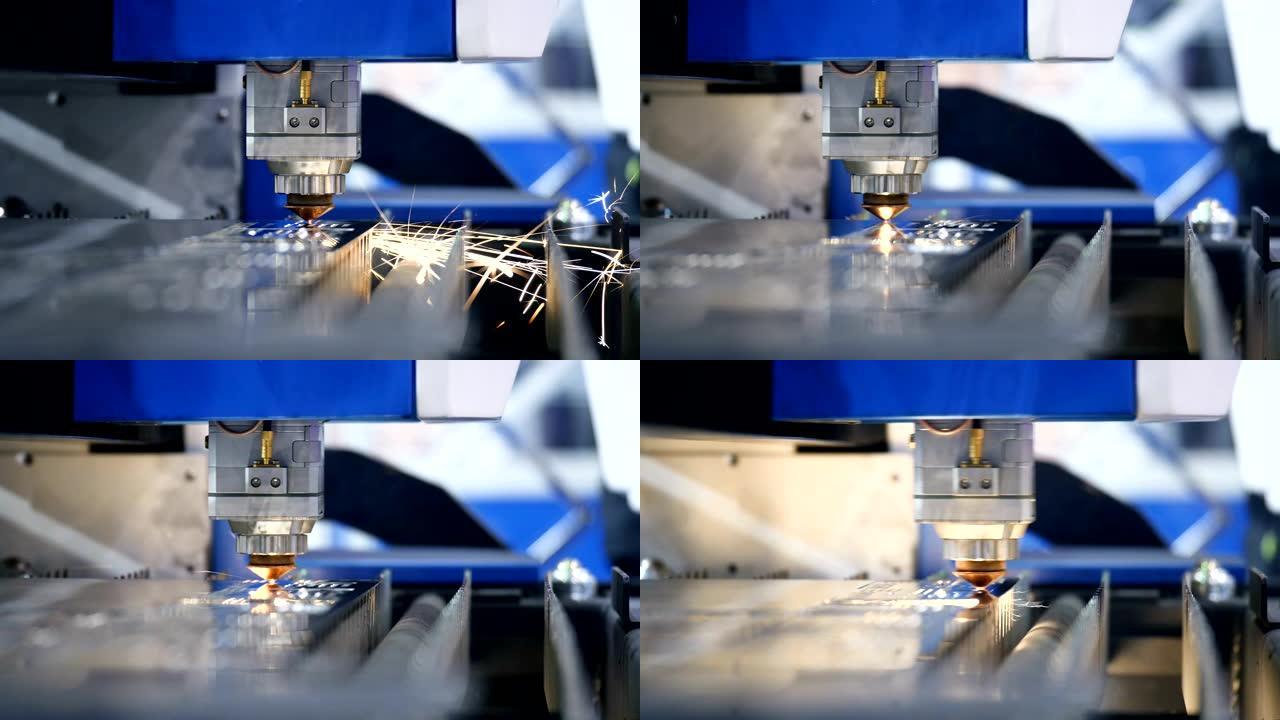 高精度激光切割电子机器人焊缝。金属切割。