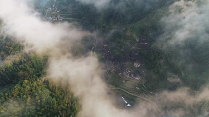 桂林山脉的云海高山峰森林海云海翻滚