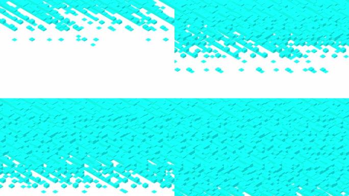 立方体盒3D虚拟等距洗牌波形，区块链技术概念设计插图蓝色白色背景动画4K，带复制空间