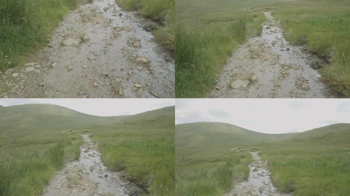 北爱尔兰夏季乡村的泥泞乡间小路