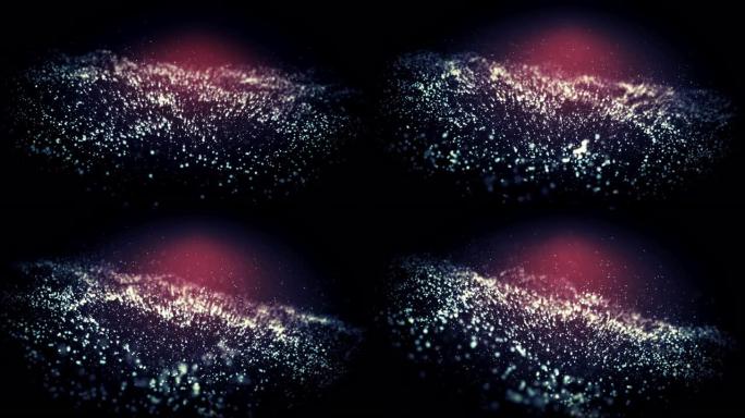 抽象粒子蓝波背景。3D波浪形效果流，发光的火花