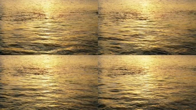 河里的纹理和反射水，日落闪亮