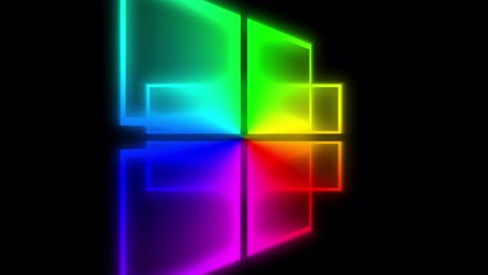 彩色几何形状发光霓虹灯在黑暗背景介绍标题前使用背景或屏幕显示无缝循环运动。