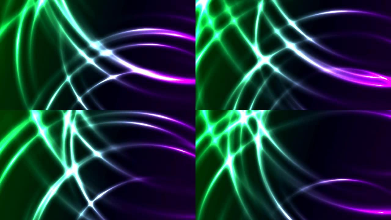 绿紫色霓虹闪亮波浪视频动画