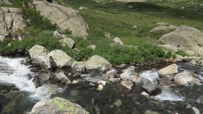 山流溪流如画的景色。俄罗斯阿尔泰山