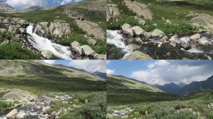 山流溪流如画的景色。俄罗斯阿尔泰山