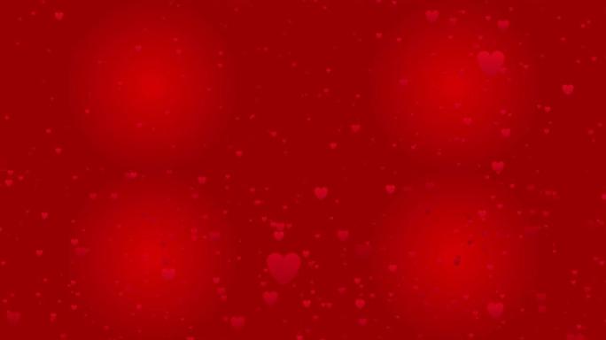 红色背景上的心形图标bokeh，用于圣诞节或冬季的内容，或用于墙纸或纸张，用于有关冬季的爱情内容或情