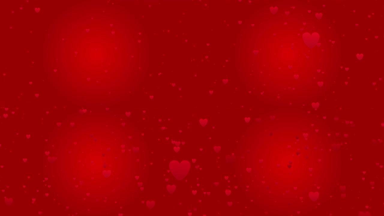红色背景上的心形图标bokeh，用于圣诞节或冬季的内容，或用于墙纸或纸张，用于有关冬季的爱情内容或情