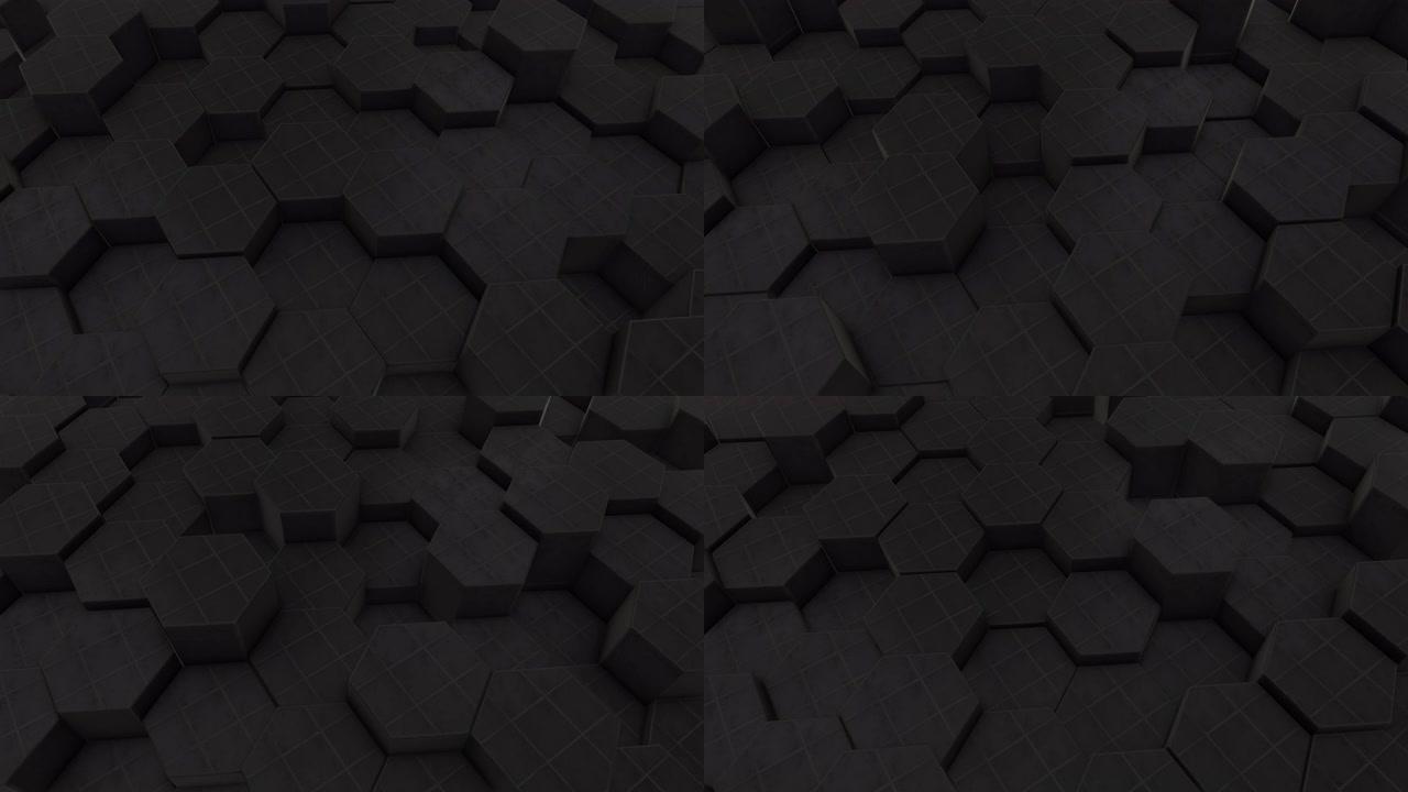 抽象黑色六边形陶瓷背景 (可循环) 股票视频