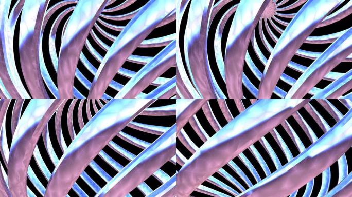 3D金属管旋转可循环抽象背景动画、数字元素和系统工业技术概念