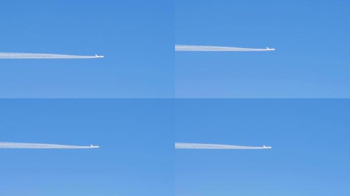 飞机在无云的蓝天中飞行