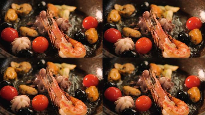 海鲜烹饪虾番茄贻贝章鱼锅