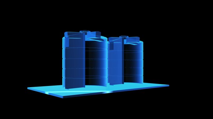 工业容器储蓄塔全息蓝色科技通道素材