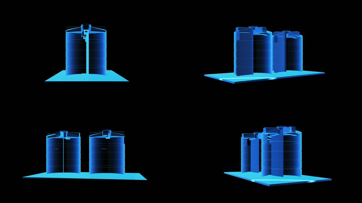 工业容器储蓄塔全息蓝色科技通道素材