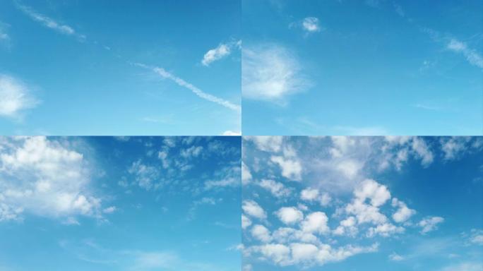 美丽而轻松的时光流逝蓬松的云和卷云在蓝色的夏日天空中缓慢地被空气带走
