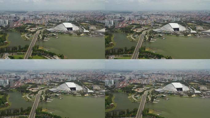 新加坡城市公园湾体育馆空中全景4k