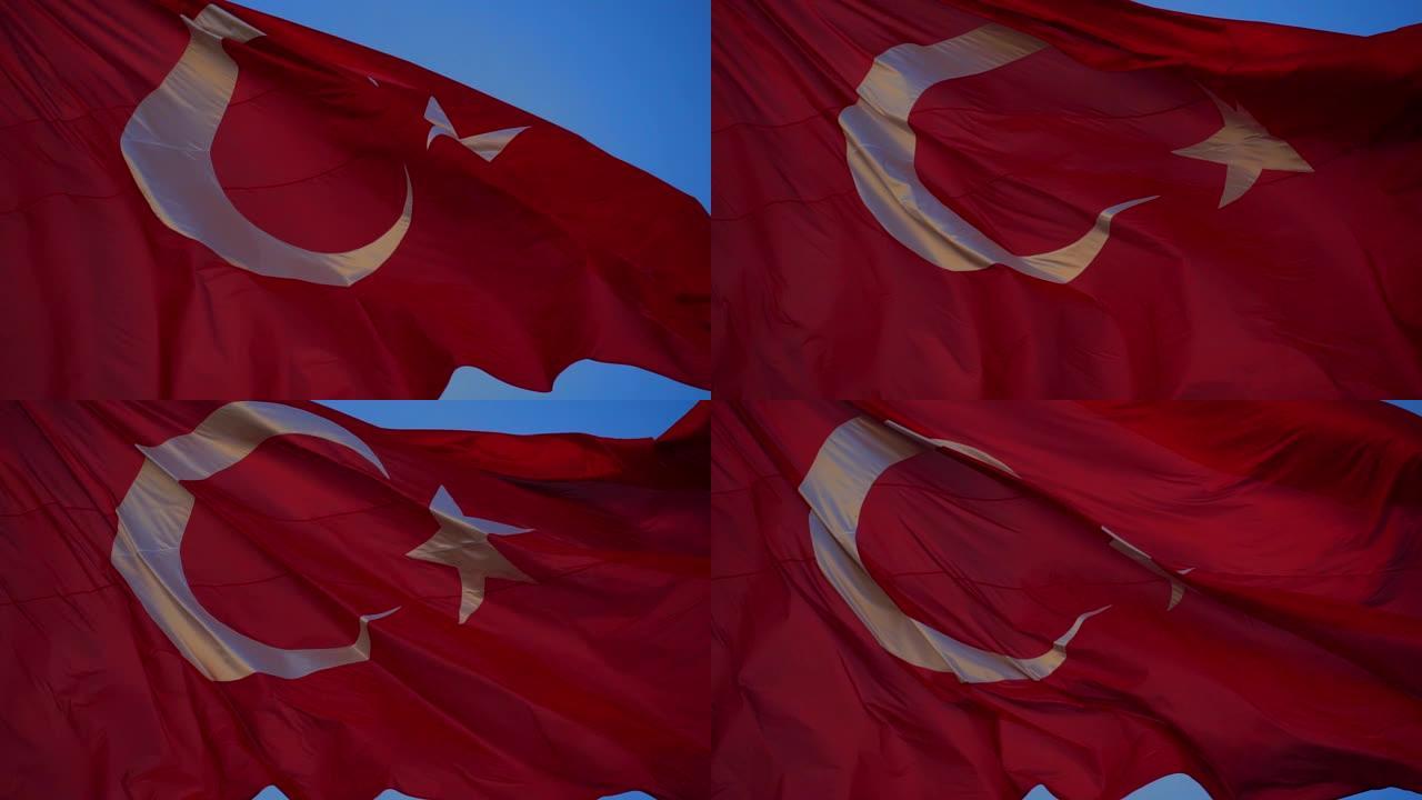 土耳其国旗，慢动作。