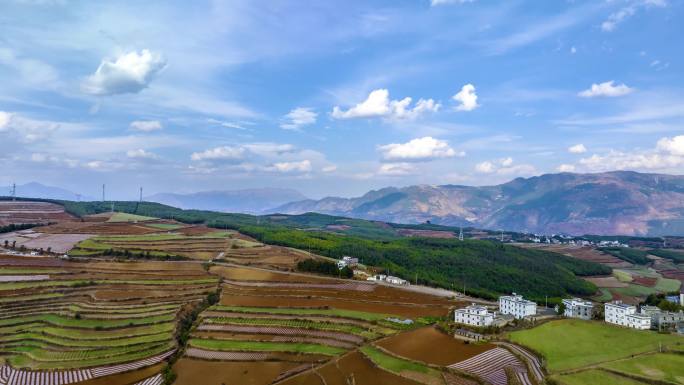 4K延时航拍昆明东川红土地醉人光影