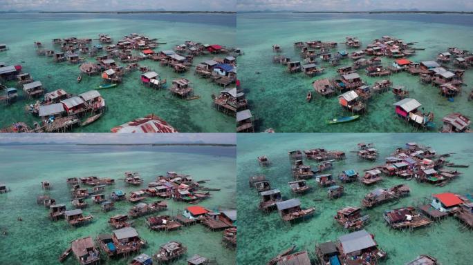 苏拉威西岛高跷房屋无人机的4k视频片段