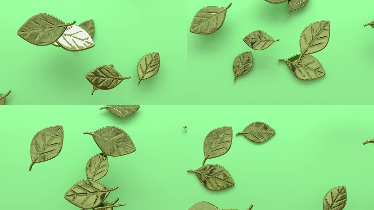 绿色场景抽象自然叶子3d渲染