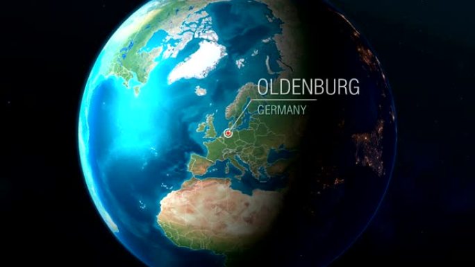 德国-奥尔登堡-从太空到城市的缩放