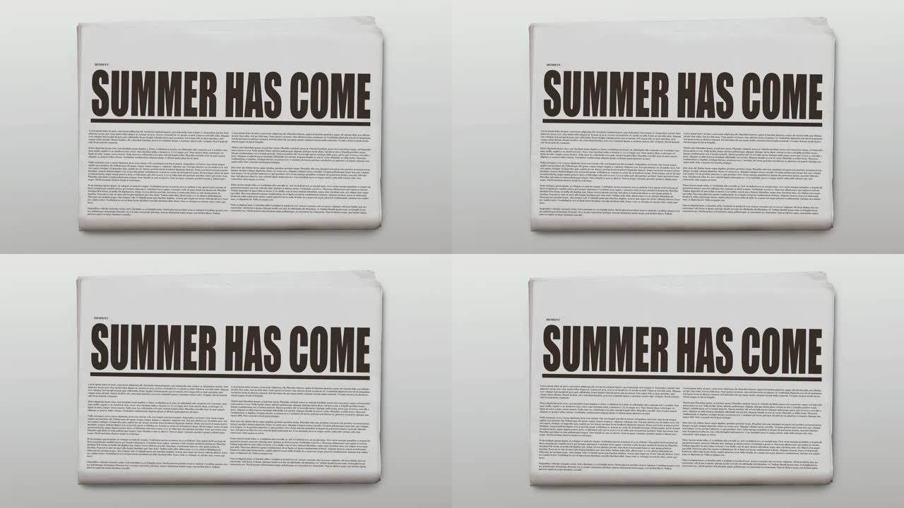 夏天已经在4k镜头上撰写和旋转报纸。