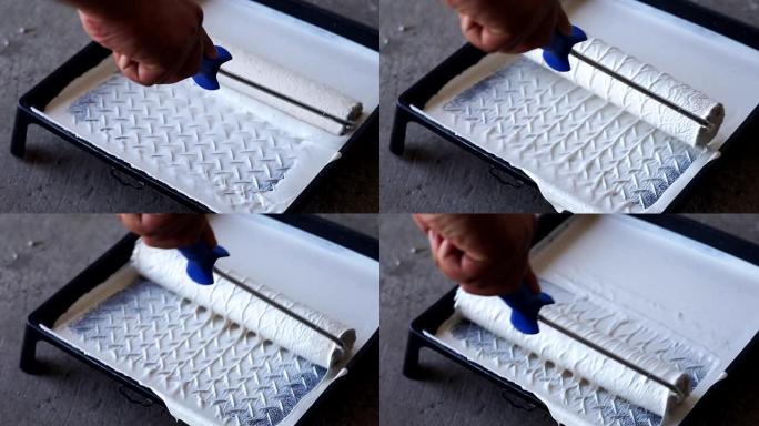 白色油漆滚筒壁画