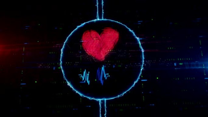 心与爱的符号全息图在电圈