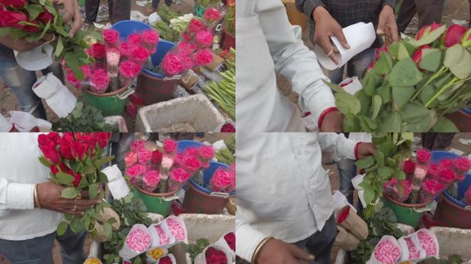 印度出售鲜花的花卉市场