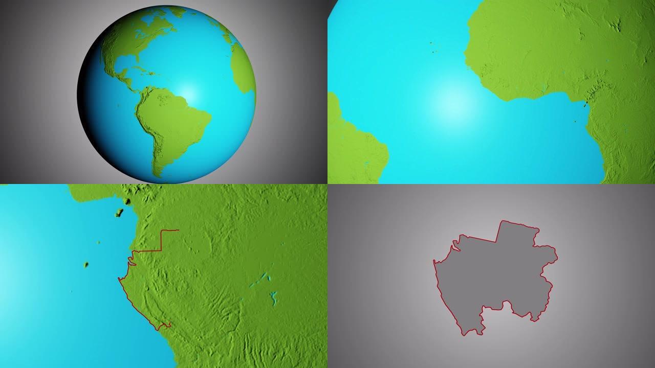 地球与加蓬的边界图形