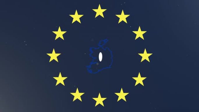 欧盟的星星与爱尔兰的轮廓和国旗
