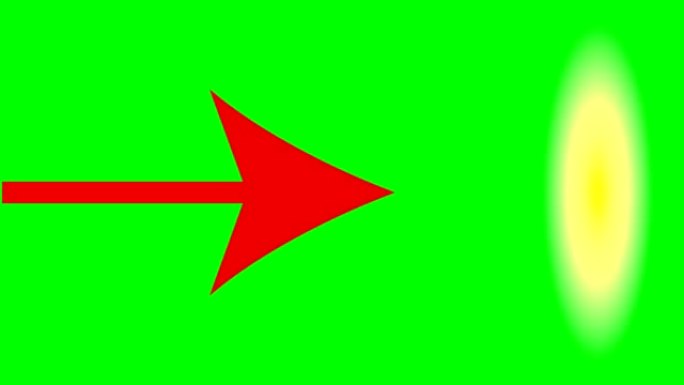 绿色背景4k上的红色箭头指针