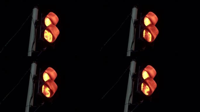 晚上的抽象交通信号灯。红色带数字的红绿灯。照明交通灯图标。