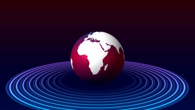 蓝紫色地球仪和霓虹灯圈科技视频动画