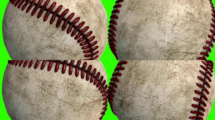 棒球球-绿屏动画的3D运动对象，视频4K