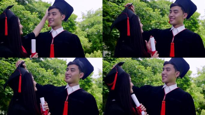 学生夫妇毕业后祝贺