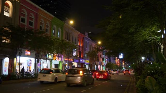 吉隆坡市中心夜间照明交通街十字路口全景4k马来西亚