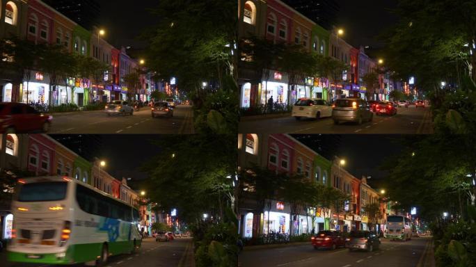 吉隆坡市中心夜间照明交通街十字路口全景4k马来西亚