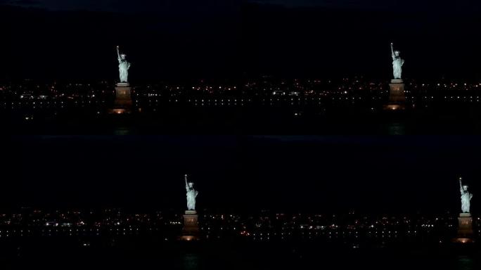 美国自由女神像和纽约之夜